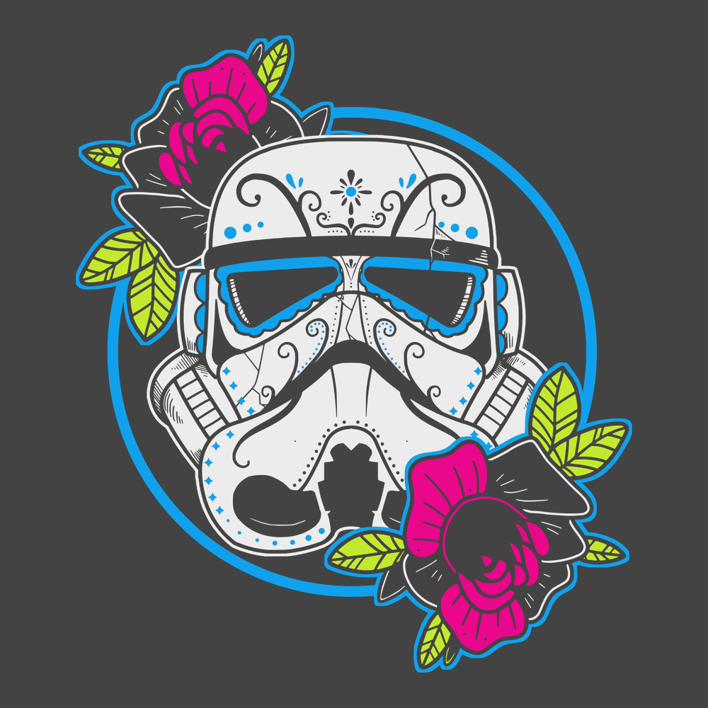 Stormtrooper Day of The Dead T-Shirt CHARCOAL