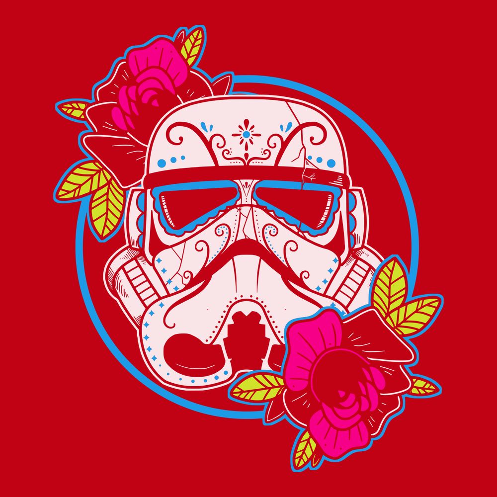 Stormtrooper Day of The Dead T-Shirt RED