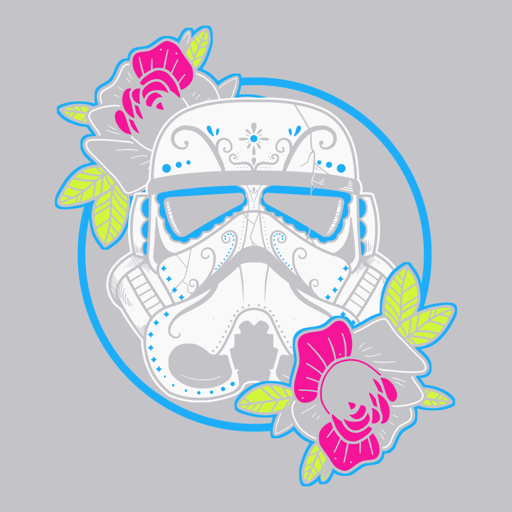 Stormtrooper Day of The Dead T-Shirt SILVER