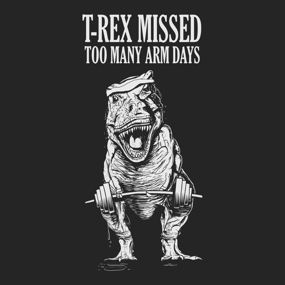 T-Rex Missed Too Many Arm Days T-Shirt BLACK