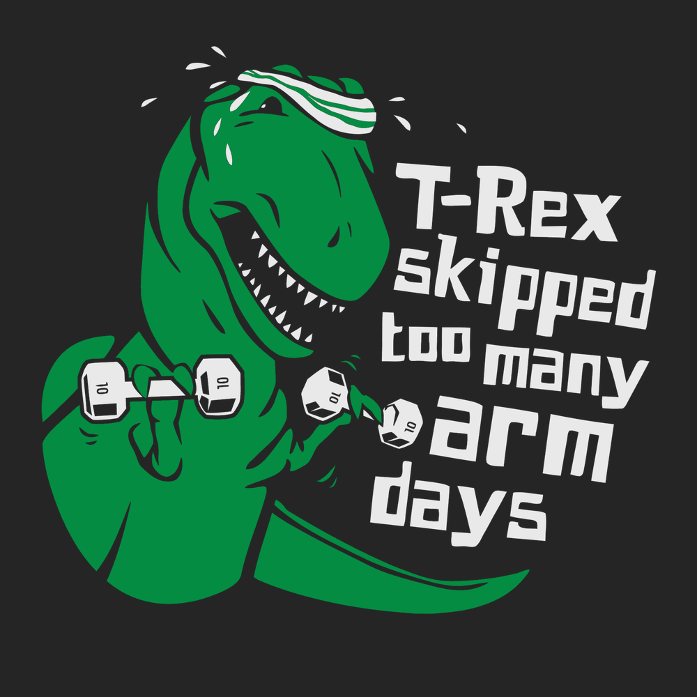 T-Rex Skipped Too Many Arm Days T-Shirt BLACK