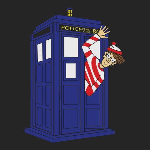 Tardis Where's Waldo T-Shirt BLACK