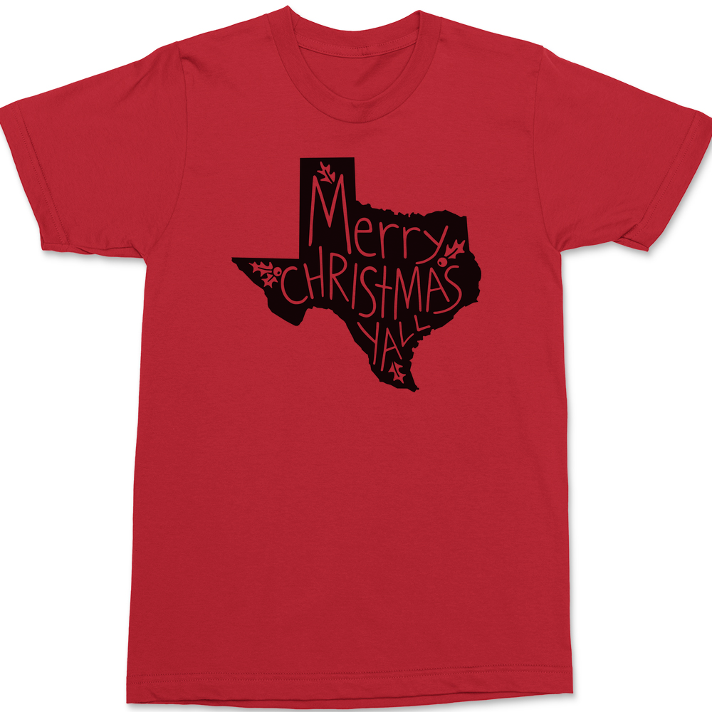 Texas Merry Christmas Yall T-Shirt RED