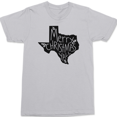 Texas Merry Christmas Yall T-Shirt SILVER
