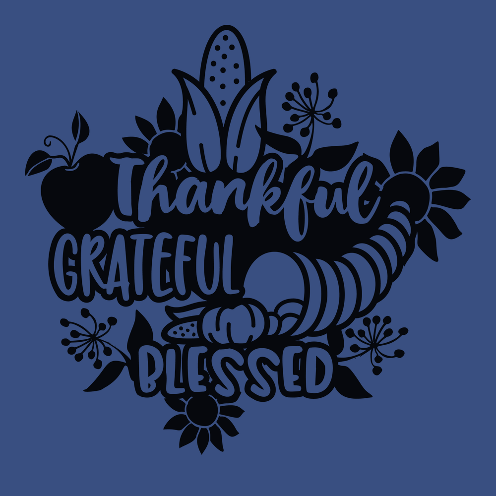 Thankful Grateful Blessed T-Shirt BLUE