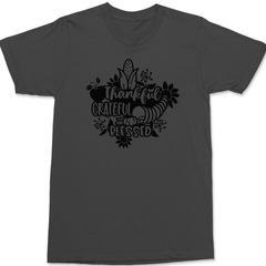 Thankful Grateful Blessed T-Shirt CHARCOAL