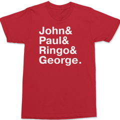 The Beatles Names T-Shirt RED