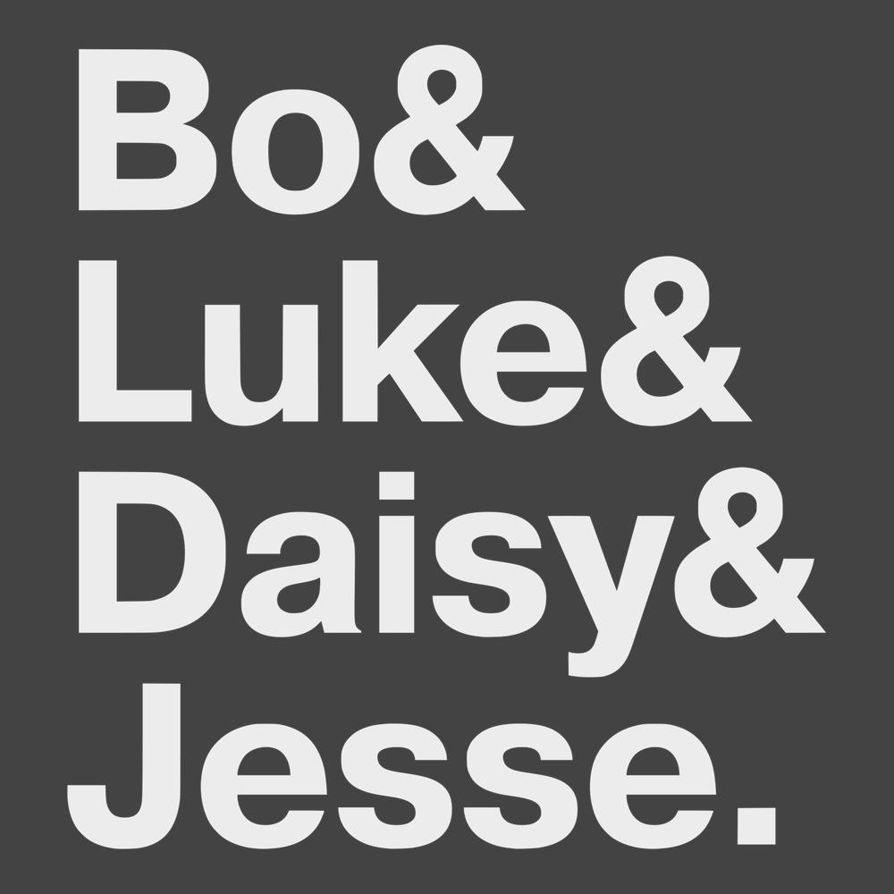 The Dukes Of Hazzard Names T-Shirt CHARCOAL
