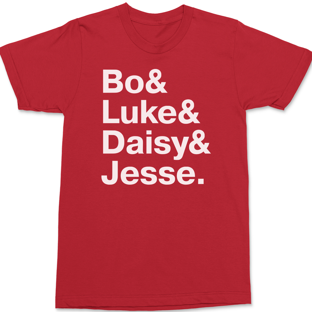 The Dukes Of Hazzard Names T-Shirt RED
