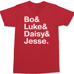 The Dukes Of Hazzard Names T-Shirt RED