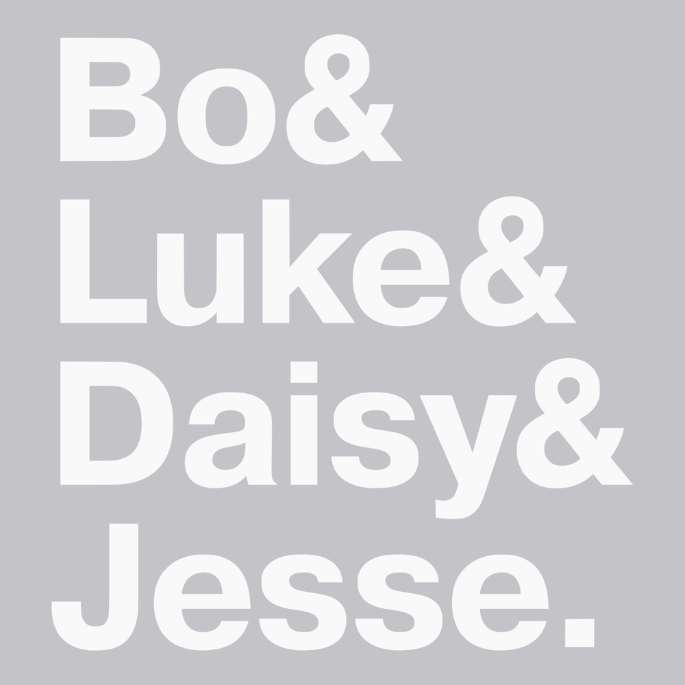 The Dukes Of Hazzard Names T-Shirt SILVER