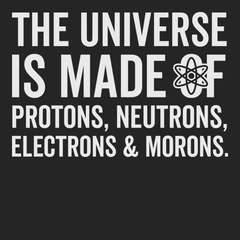 The Universe is made of Protons Neutrons Electrons and Morons T-Shirt BLACK