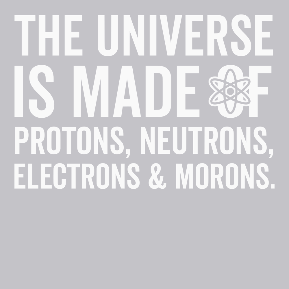 The Universe is made of Protons Neutrons Electrons and Morons T-Shirt SILVER