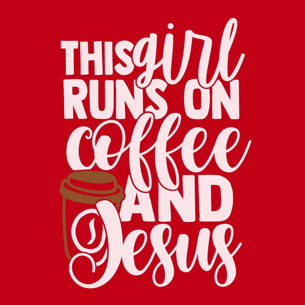 This Girl Runs on Coffee and Jesus T-Shirt RED