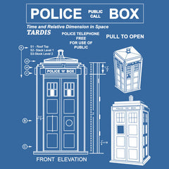 Police Box Tardis Blueprint T-Shirt Doctor Who - Textual Tees