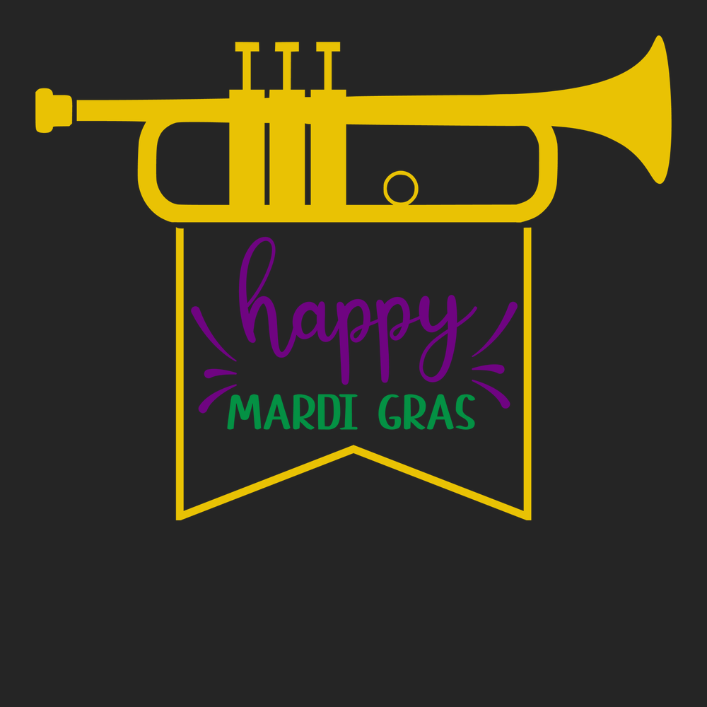 Trumpet Happy Mardi Gras T-Shirt BLACK