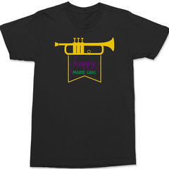 Trumpet Happy Mardi Gras T-Shirt BLACK