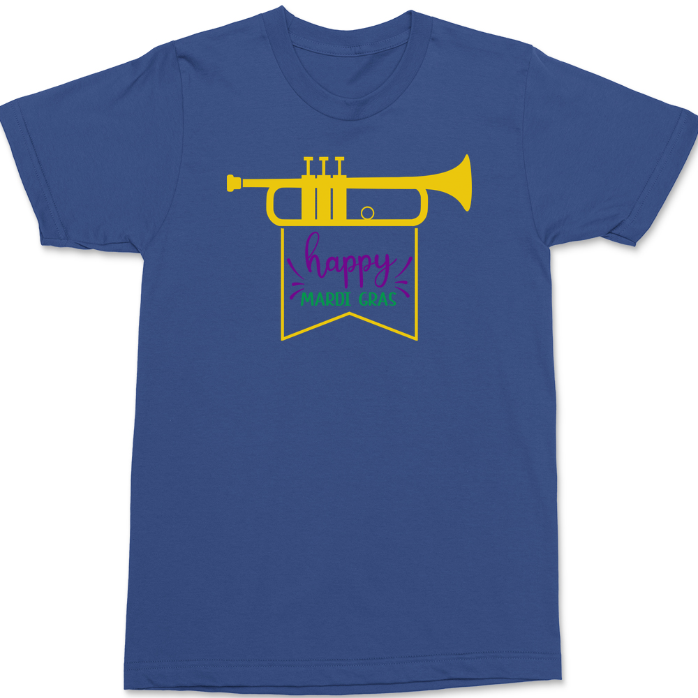 Trumpet Happy Mardi Gras T-Shirt BLUE