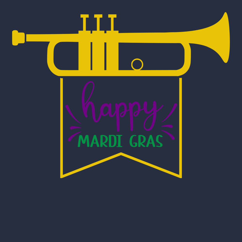 Trumpet Happy Mardi Gras T-Shirt NAVY