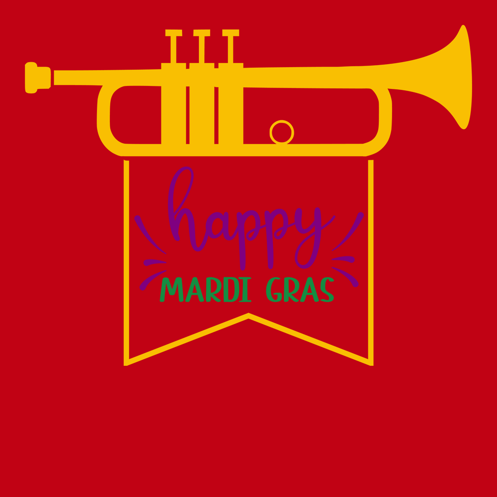 Trumpet Happy Mardi Gras T-Shirt RED