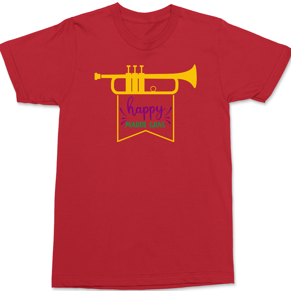 Trumpet Happy Mardi Gras T-Shirt RED