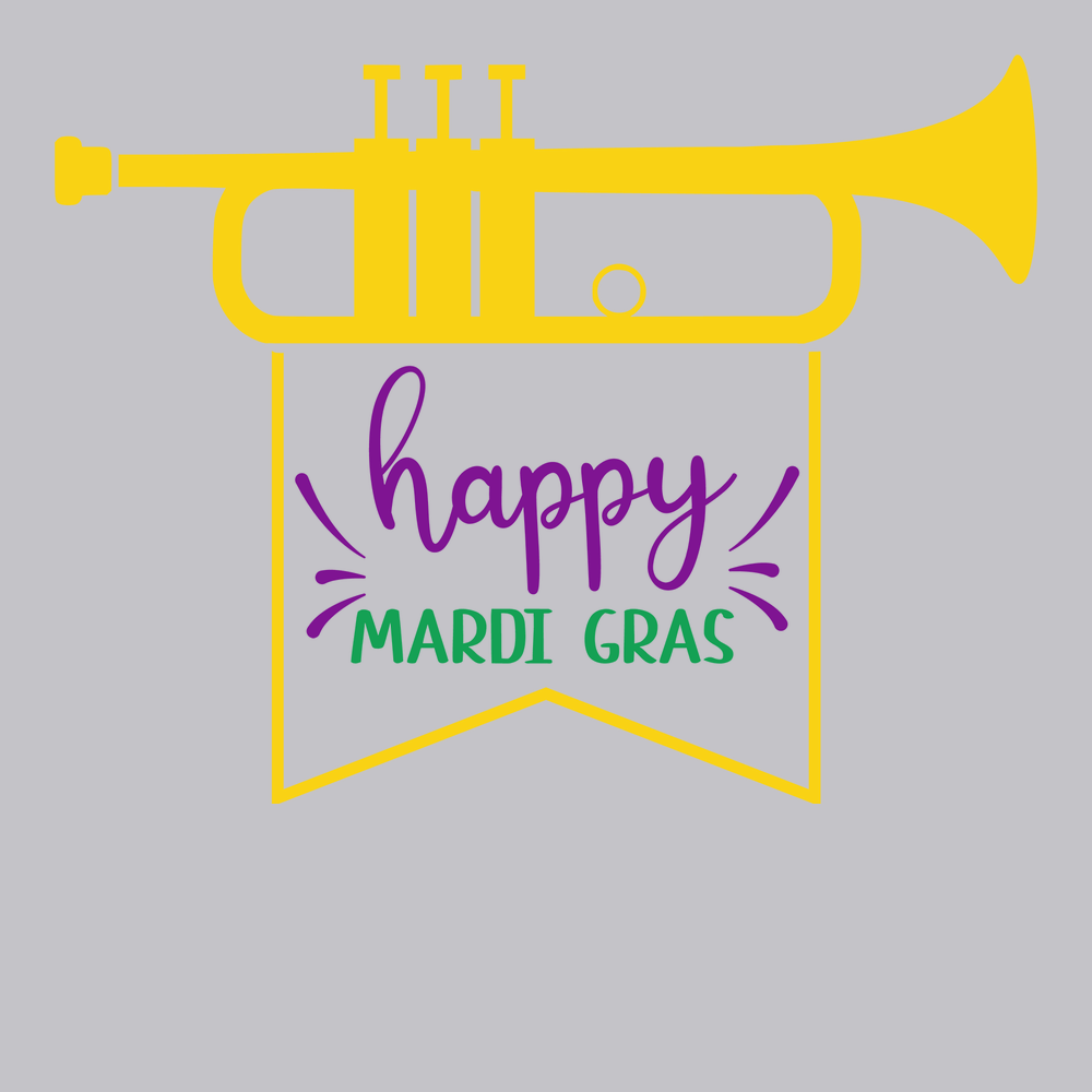 Trumpet Happy Mardi Gras T-Shirt SILVER