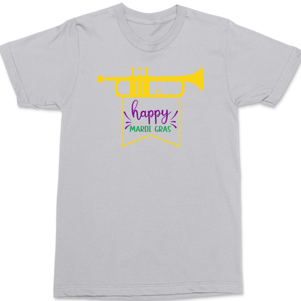 Trumpet Happy Mardi Gras T-Shirt SILVER