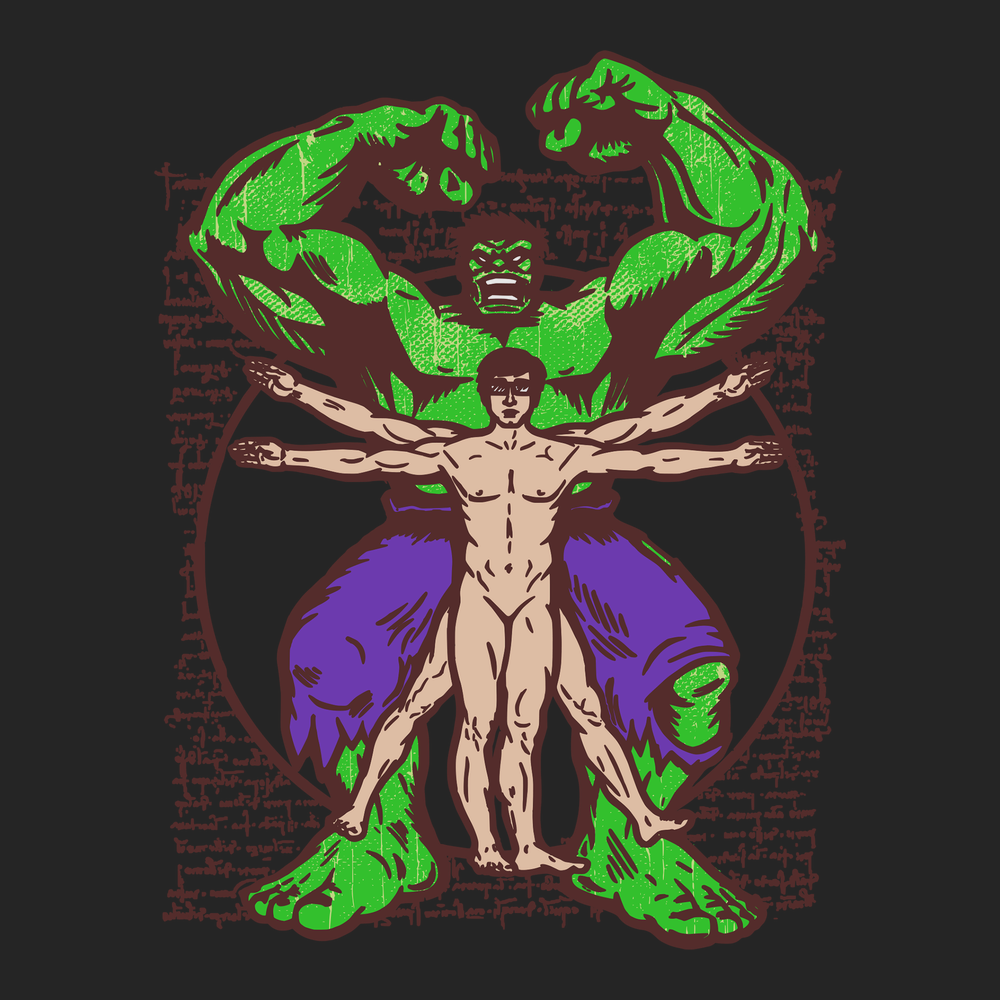 Vitruvian Hulk T-Shirt BLACK