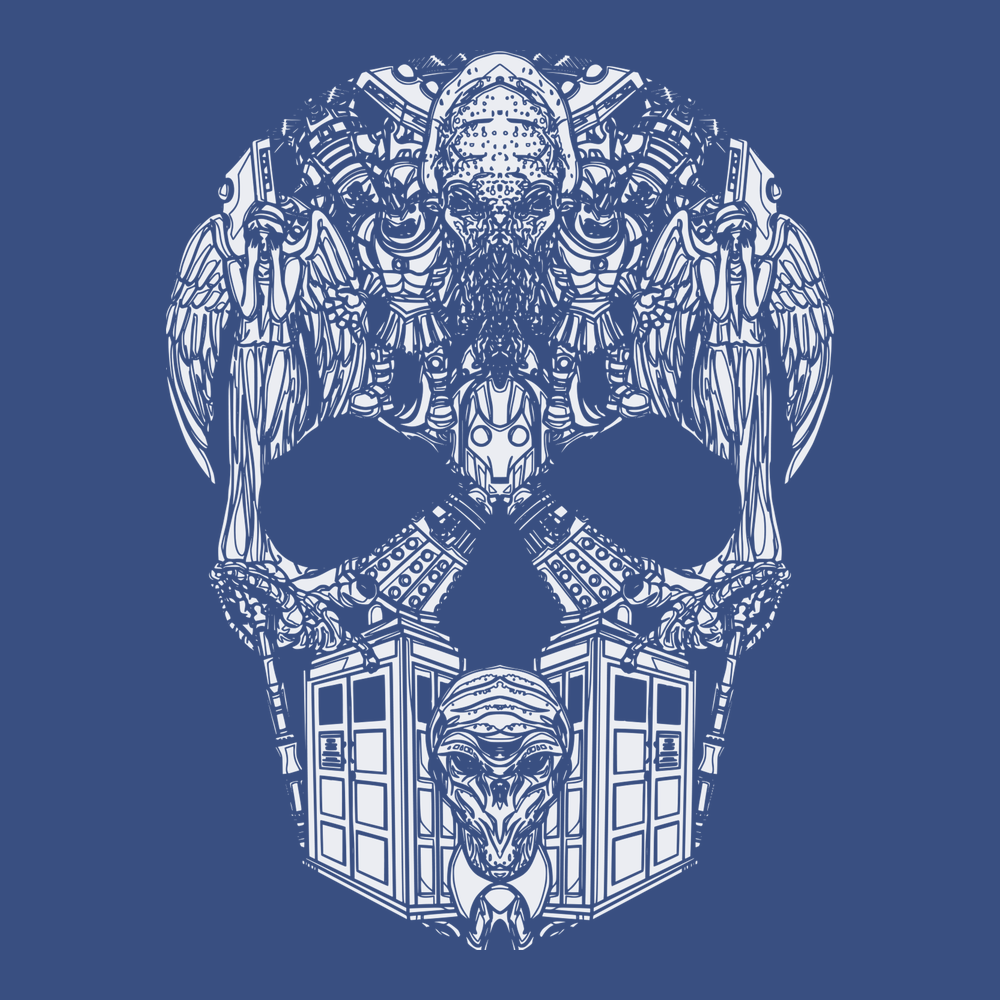 Whovian Skull T-Shirt BLUE