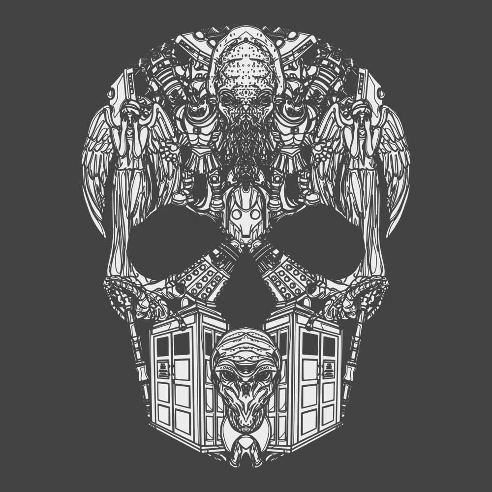Whovian Skull T-Shirt CHARCOAL