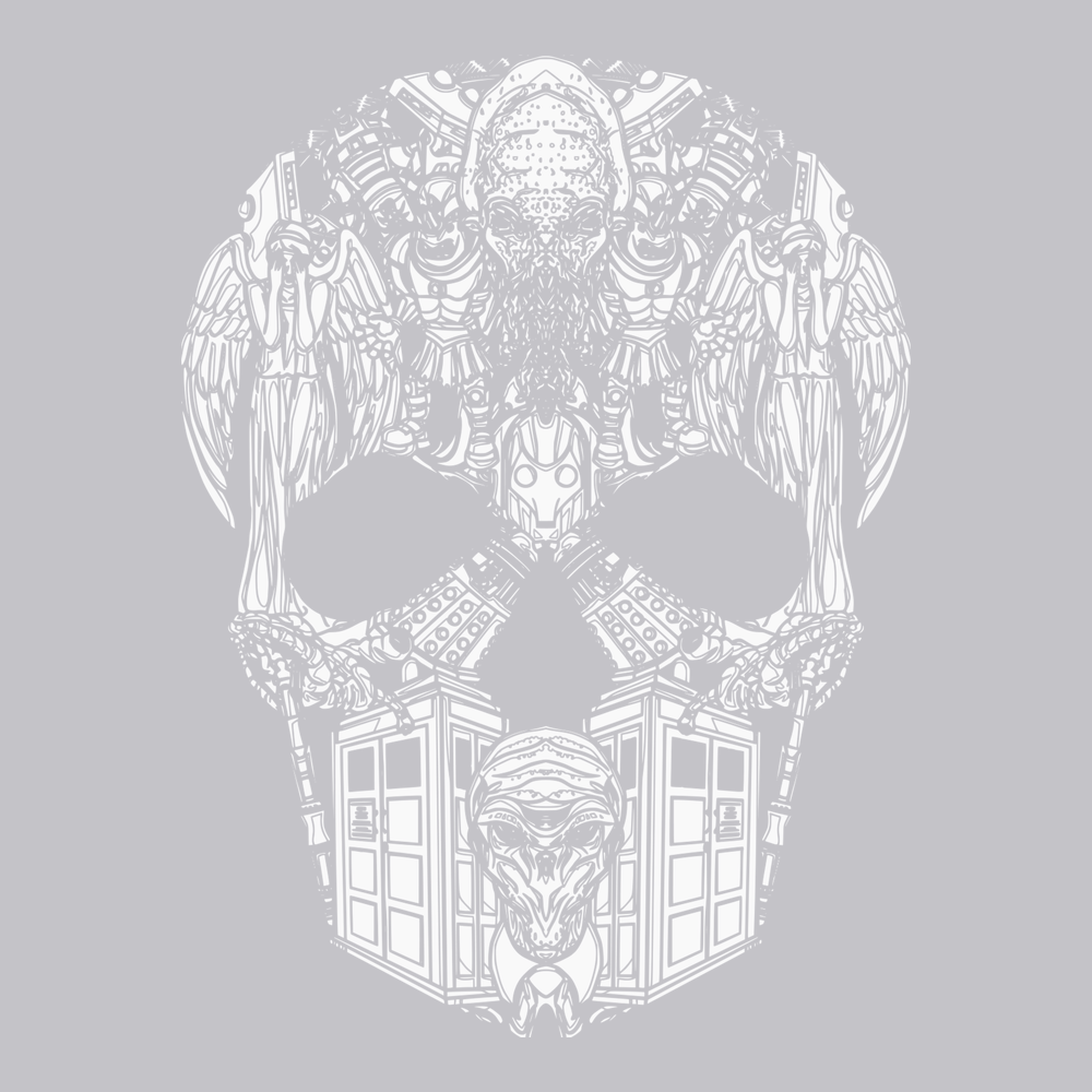 Whovian Skull T-Shirt SILVER