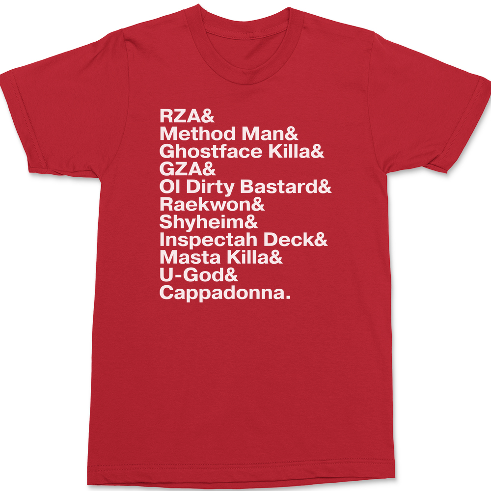 Wutang Clan Names T-Shirt RED