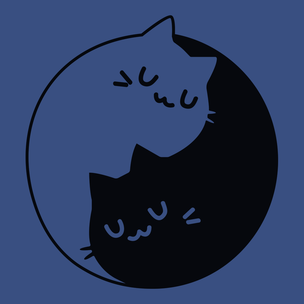 Yin Yang Cats T-Shirt BLUE