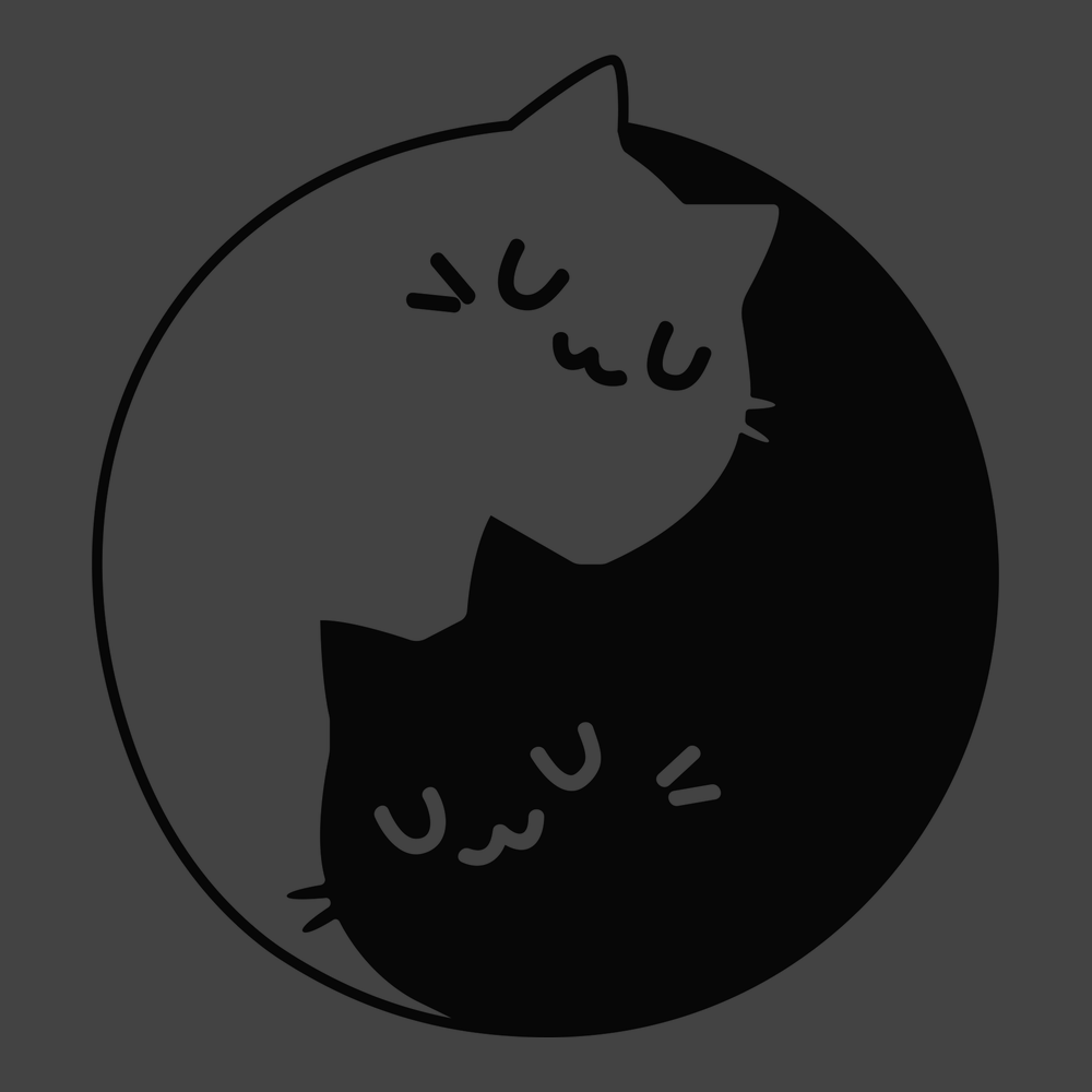 Yin Yang Cats T-Shirt CHARCOAL