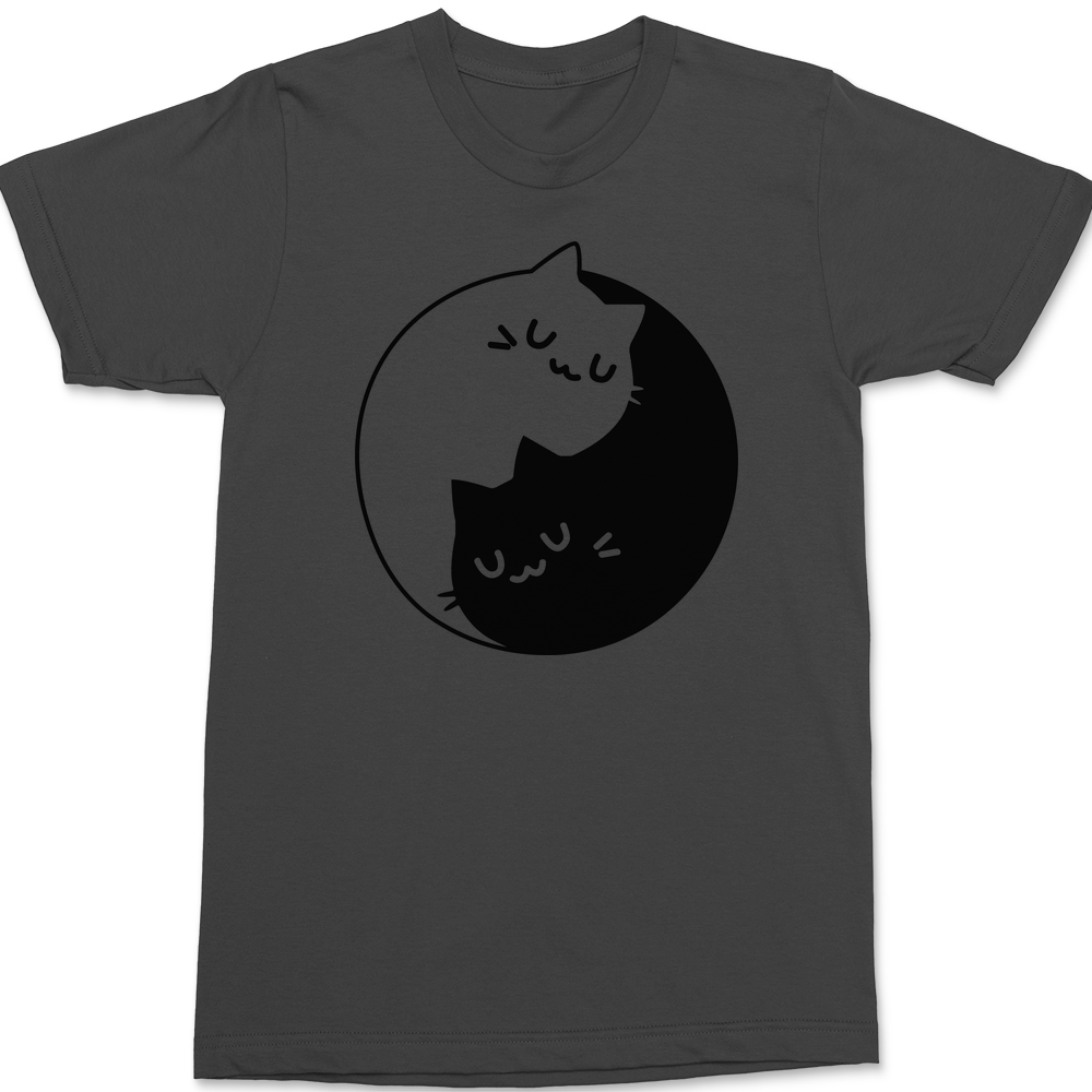 Yin Yang Cats T-Shirt CHARCOAL