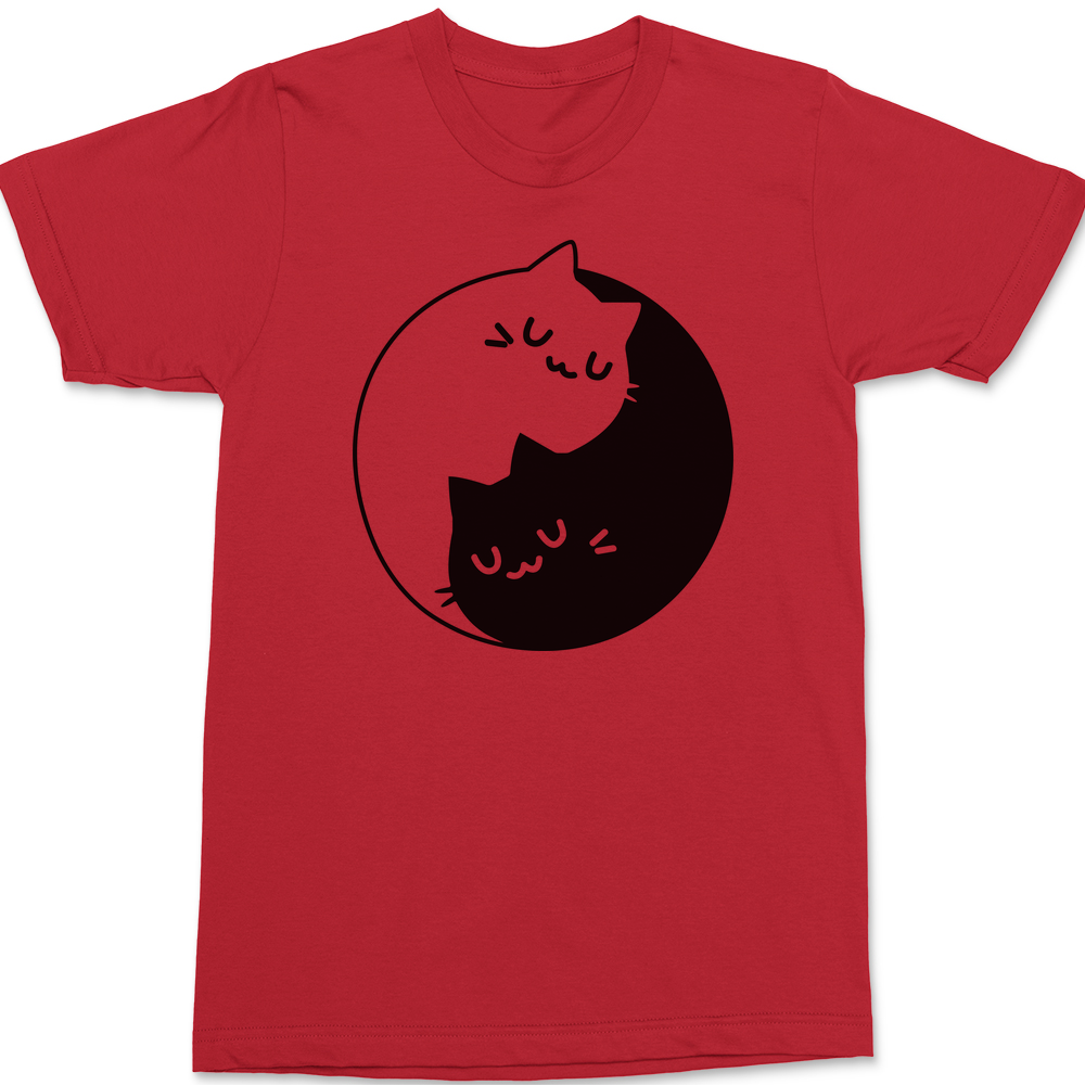Yin Yang Cats T-Shirt RED