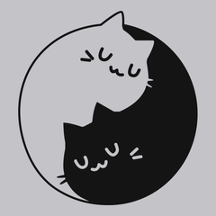 Yin Yang Cats T-Shirt SILVER