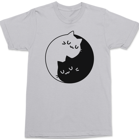 Yin Yang Cats T-Shirt SILVER