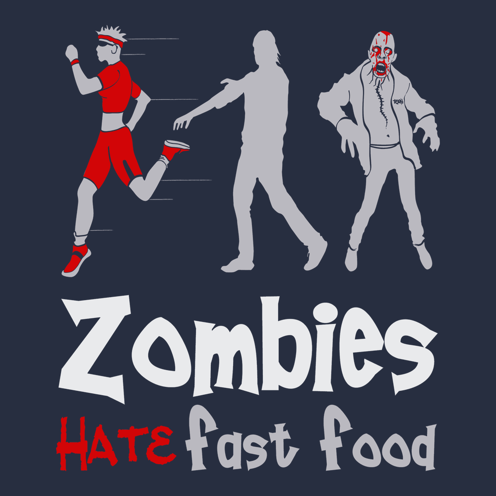 Zombies Hate Fast Food T-Shirt Navy