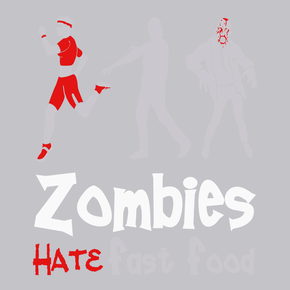 Zombies Hate Fast Food T-Shirt SILVER