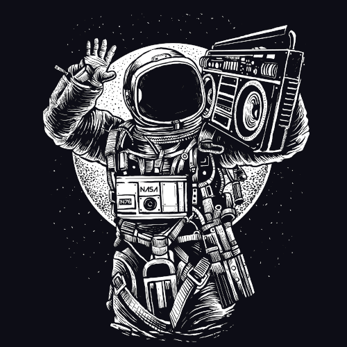 Astronaut Boombox T-Shirt - Textual Tees