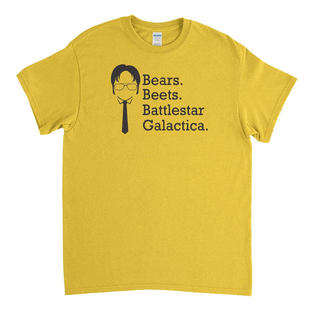 Bears Beets Battlestar Galactica Mens T-Shirt - Textual Tees