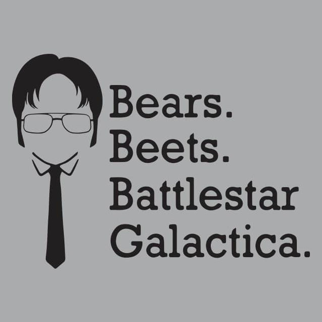 Bears Beets Battlestar Galactica Mens T-Shirt - Textual Tees