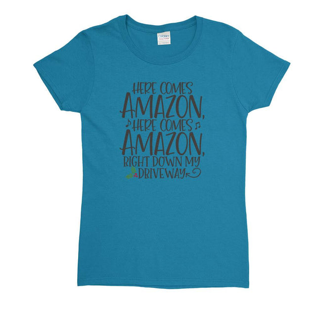 Here Comes Amazon Womens T-Shirt - Textual Tees