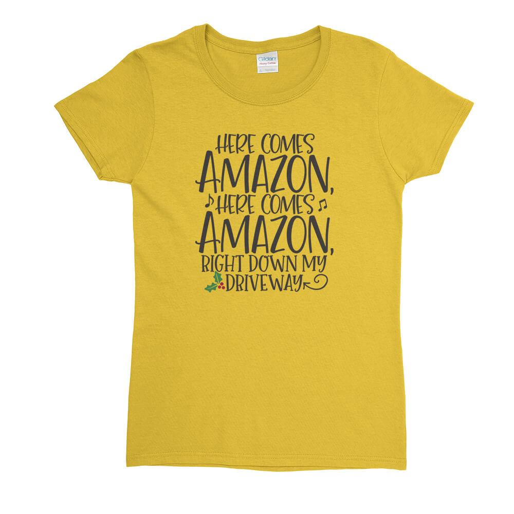 Here Comes Amazon Womens T-Shirt - Textual Tees