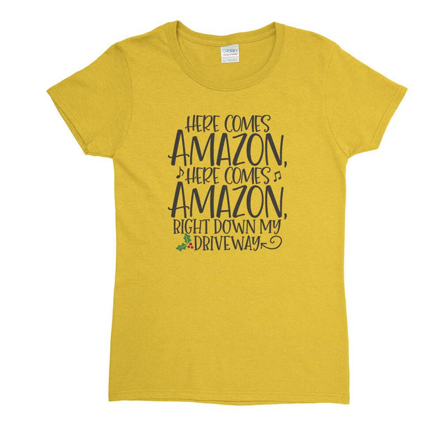 Here Comes Amazon Womens T-Shirt - Textual Tees