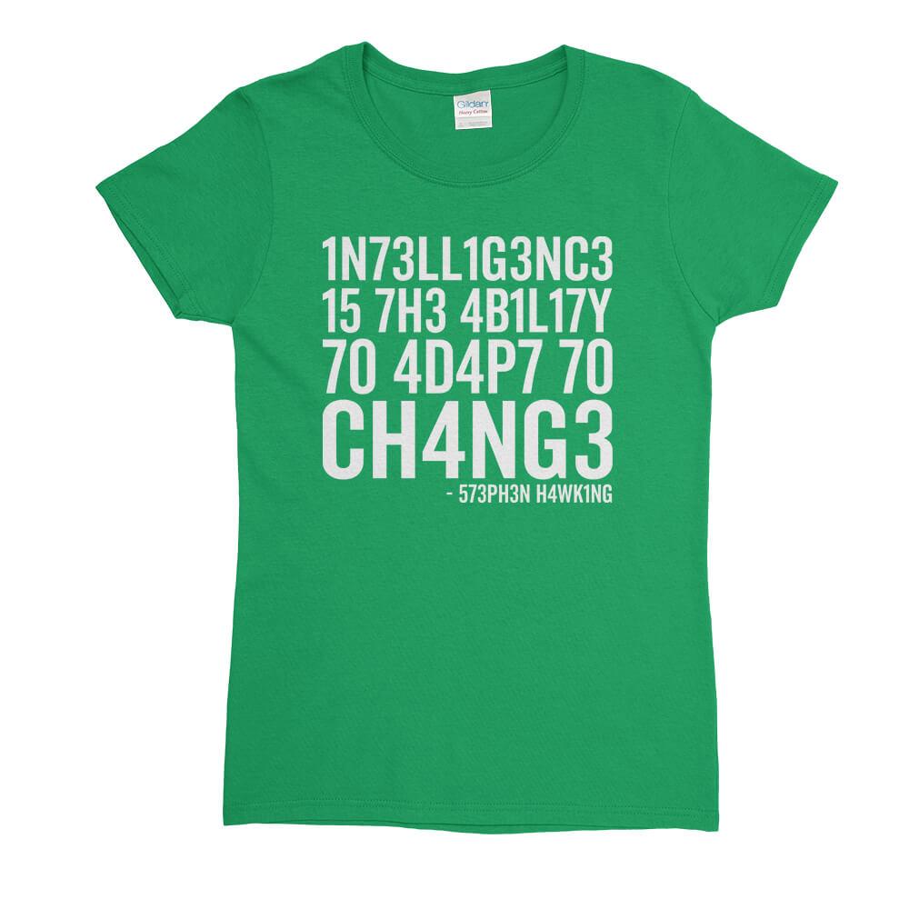 Intelligence Stephen Hawking Womens T-Shirt - Textual Tees