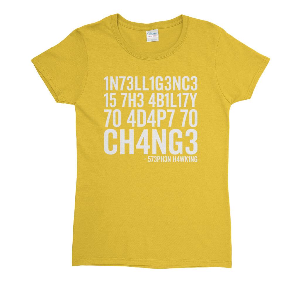 Intelligence Stephen Hawking Womens T-Shirt - Textual Tees