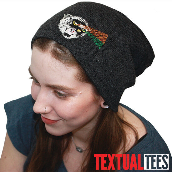 Laser Cat Slouchy Beanie - Textual Tees