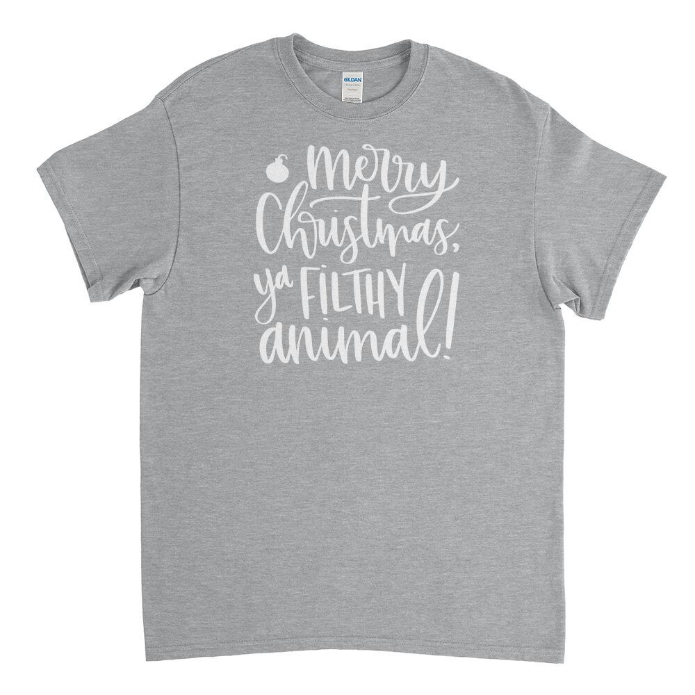 Merry Christmas Ya Filthy Animal Mens T-Shirt - Textual Tees